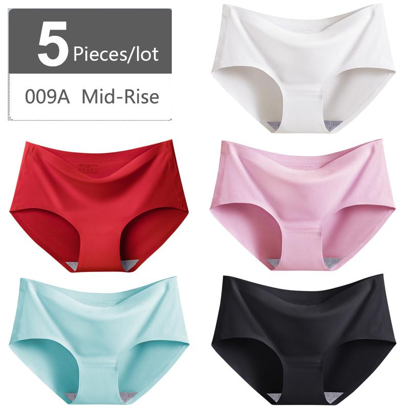 Большой размер M-XXXXL, женские бесшовные трусики из ледяного шелка, эластичные трусы со средней талией, нижнее белье, 5 шт.