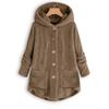 Solid Color Plush Jacket Women's Button Irregular Hooded Irregular Long Sleeve Top Plus Size