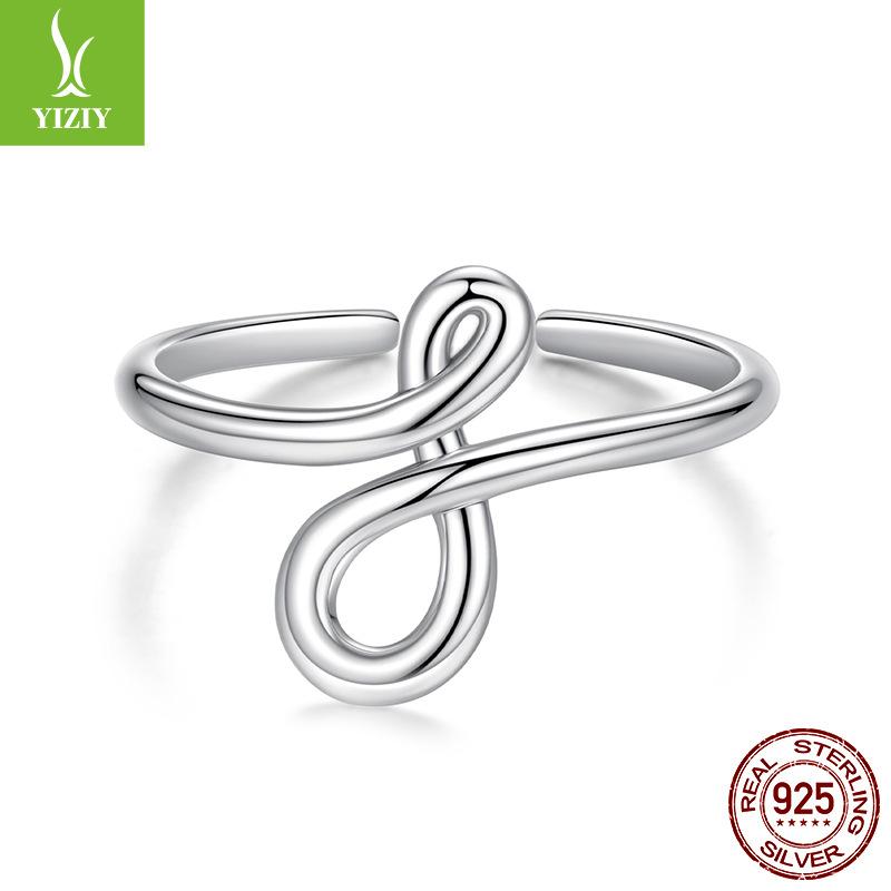 Eternal Symbol Metal Feeling Open Ring S925 Sterling Silver Minimalist Style Line Feeling Ring Jewelry