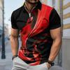 Men's Shirt Polo Casual Zip Short Sleeve Fashion Casual Zipper Summer Spring Regular Fit Flame 3D Print Shirt