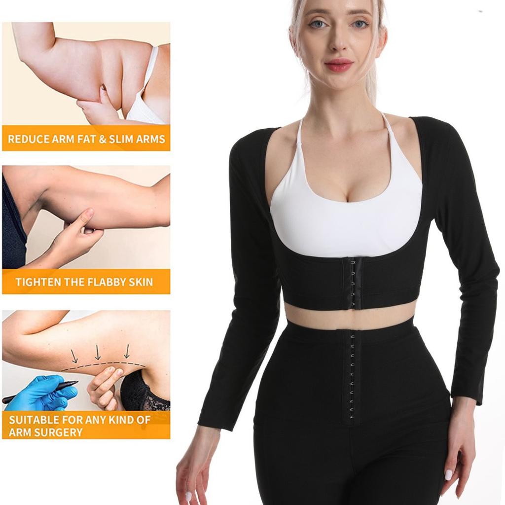Женская футболка с длинными рукавами для похудения рук, полимерный спортивный жилет для сауны, майки для тренировок, корректирующее белье, триммер для рук, тренажер для талии, компрессионные рукава