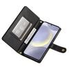 DF-011 For Samsung Galaxy S24+ Case Zipper Pocket Stand Leather Phone Cover with Straps