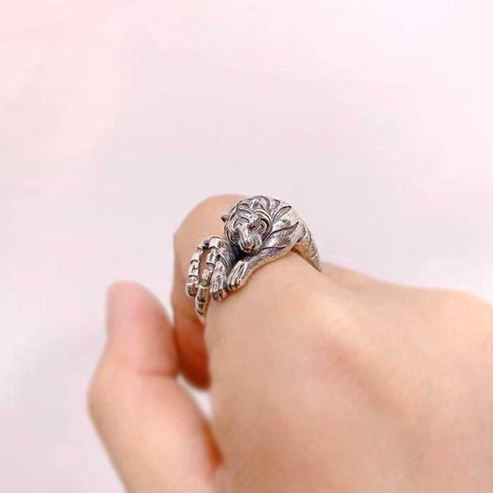 Кольцо с изображением свирепого тигра из старинного золота и серебра, индивидуальное кольцо в стиле животного, подарки на вечеринку