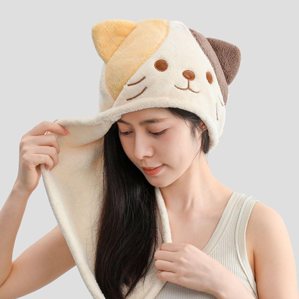 Soft Plush Hair Drying Cap Cartoon Shower Cap Cute Dry Hair Caps Hair
