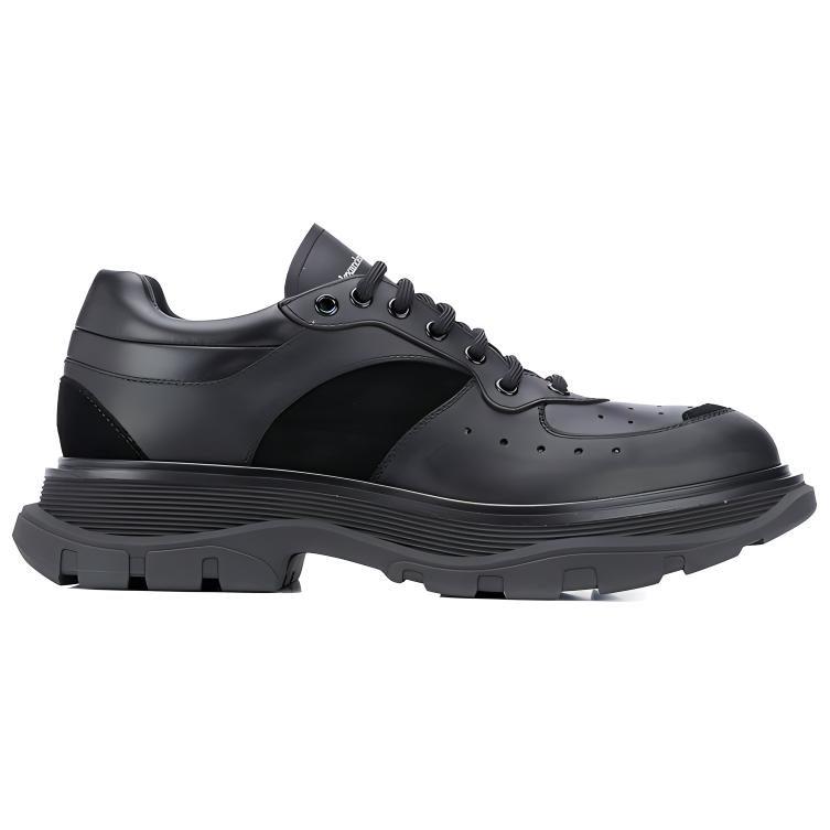 Alexander Mcqueen Кроссовки 'Black' с панелями из замши и кожи Tread 627222WHRH51081