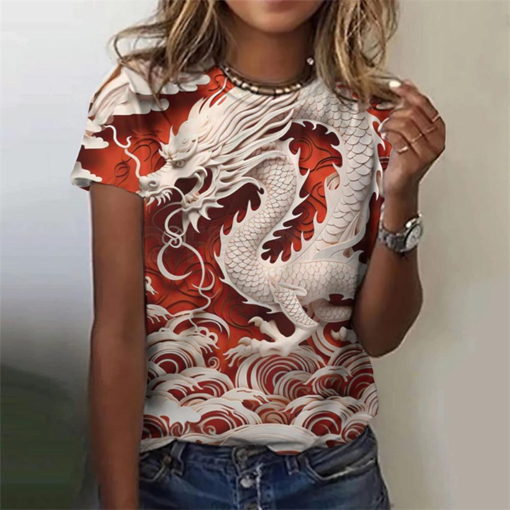 Chinese Dragon 3d Printing T-Shirt Women's Female T-Shirt Street Casual Funny T-Shirt Onlyfans Female Clothing Cosplay Tops Tee