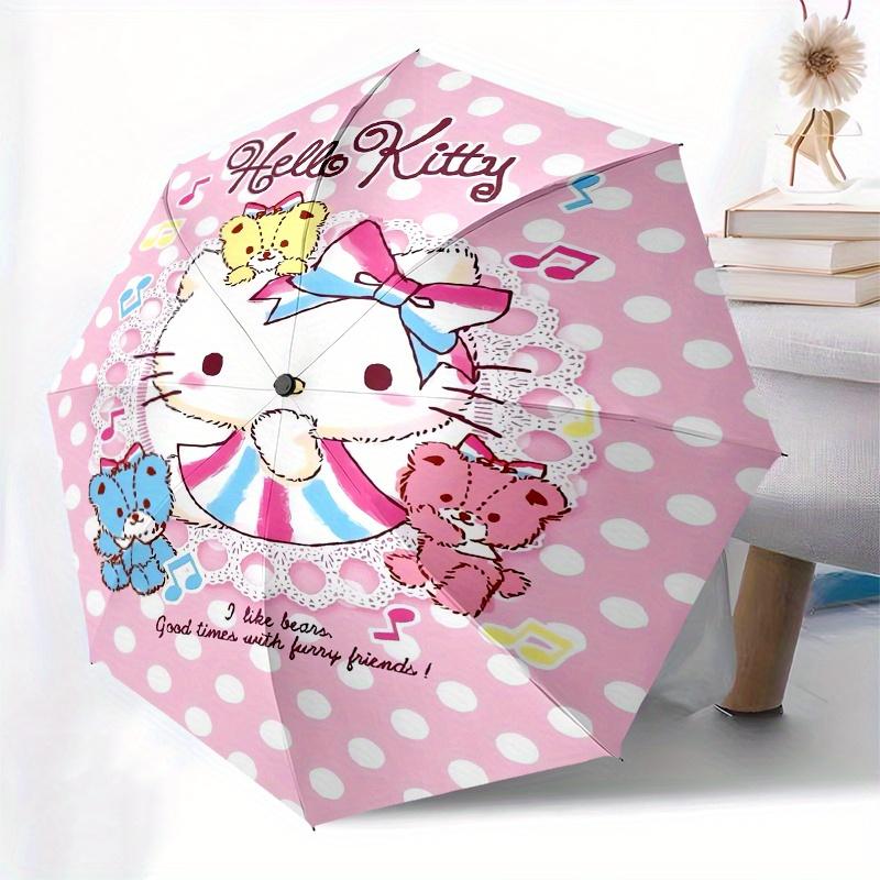 Hello Kitty,Cute Bears Automatic Folding Umbrella-Simple 8-Rib Design, Bright Cartoon Pattern, Durable Iron Frame, Suitable For Travel, Outd