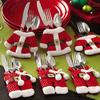 Cutlery Holder - Party Decoration - Christmas - 6 Bags - Polyester - Santa Claus Costume