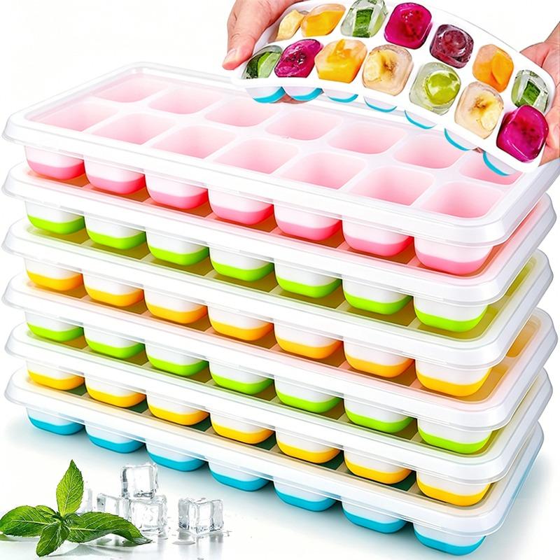 14Grid Silicone Ice Mold with Lid DIY Ice Trays Popsicle Ice Cream Mould for Cocktail Yogurt Juice Freezer Kitchen Bar Tools