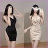 Сексуальное клубное платье-секретарь с цепочкой на спине, без спины, халтер, с разрезом для женщин