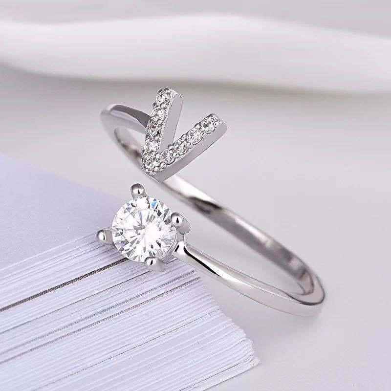 Женское регулируемое повседневное кольцо с буквой AZ, инициалом имени, модное, со стразами, для пары, элегантное, новое, складывающееся кольцо