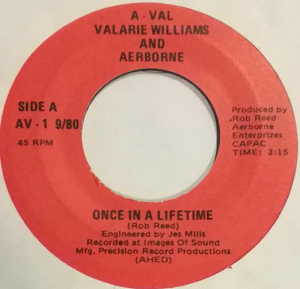 7-дюймовая пластинка VALARIE WILLIAMS & AERBORNE, ROB RE - Once In A Lifetime / Two Of Us AV1 A-Val 1980 Канада Поп Б/у