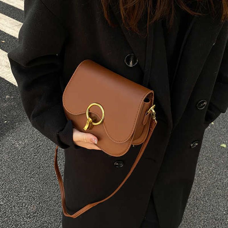 Винтажная маленькая сумка через плечо с клапаном из искусственной кожи, модная осенняя однотонная универсальная сумка через плечо