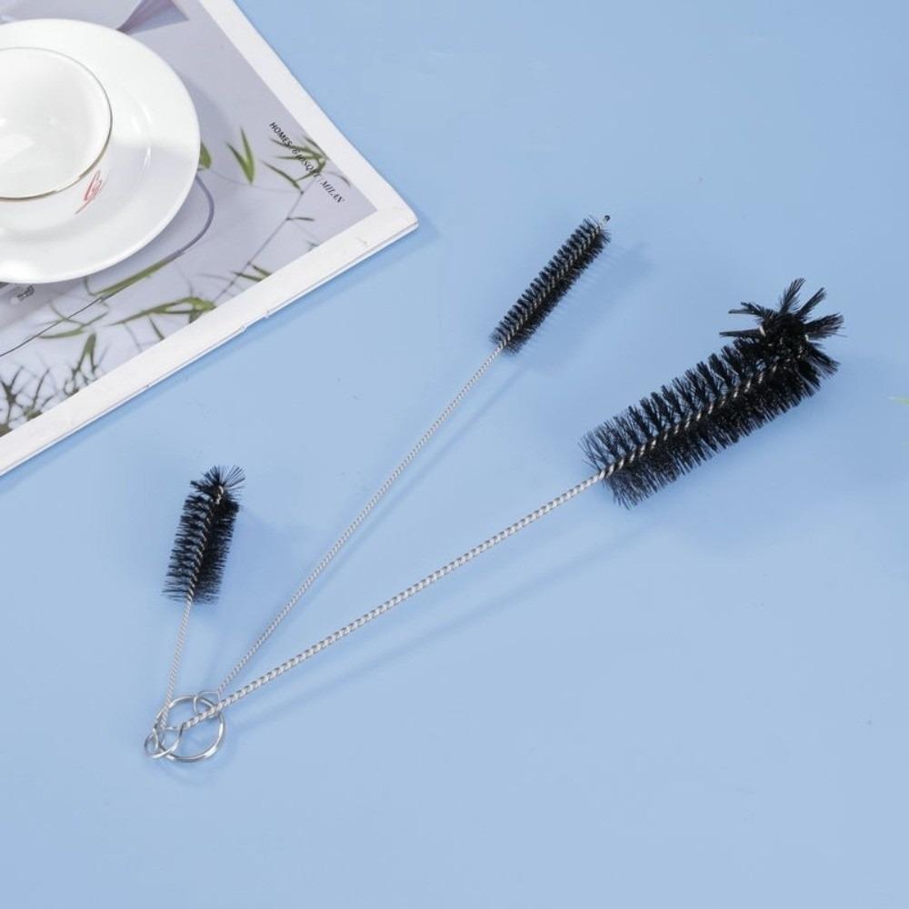 3 шт./комплект Мягкая щетка для волос Щетки для чистки бутылок Гибкие с отверстием для подвешивания Щетка для соломинок Многоразовые Инструменты для очистки труб