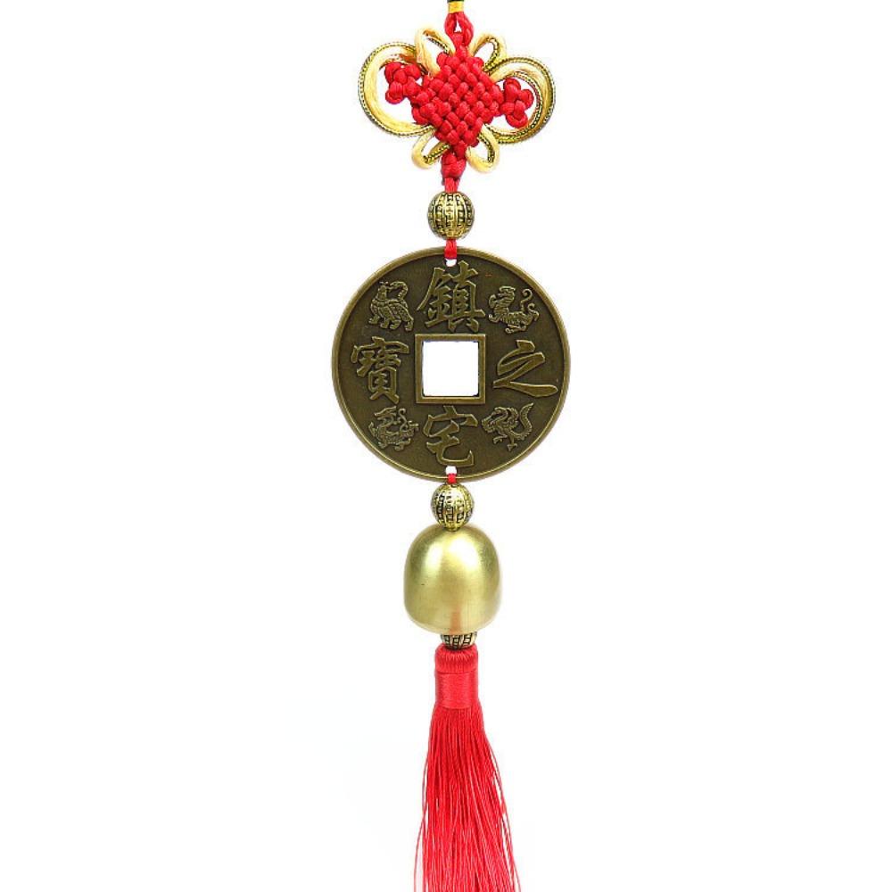 Китайский узел Фэншуй Медные монеты Колокольчики ветра Молитва Удача Ретро Коллекция Антикварная валюта Сувенир для вечеринки Подарок Украшение для автомобиля