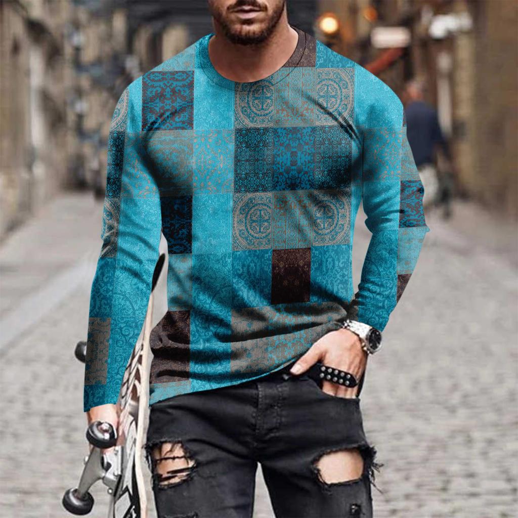 Men's T Shirt Graphic Abstract Neck Clothing Apparel Outdoor Long Sleeve Print Fashion Designer Vintage