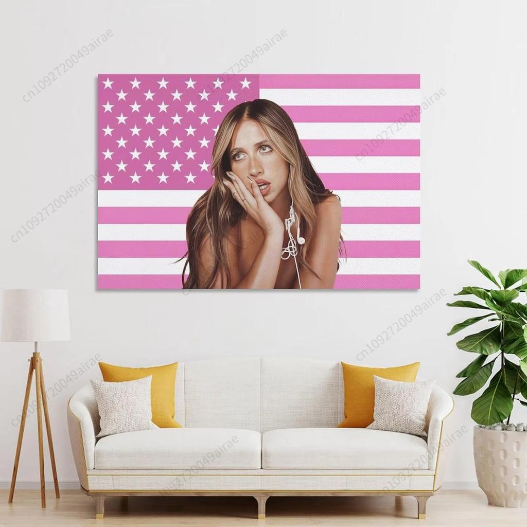 Tate McRae Pink American Flag Tapestry Wall Hanging Aesthetic Room Decor Hip Hop Tapestry Bedroom Home Garden Banner