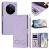 Happy Heart Pattern Magnetic Closure Vegan Leather Phone Case With Wrist Strap For vivo X200 FE
