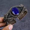 Burmise Sapphire Natural Gemstone Copper Wire Wrap Cuff Bangle Adjustable H5H27