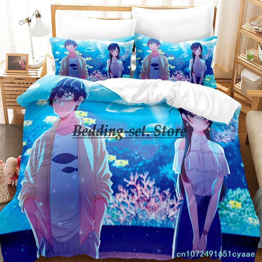 Комплект постельного белья Kanojo Okarishimasu Single Twin Full Queen King Size Bed Set Aldult Kid Bedroom Duvetcover Sets Anime Bed