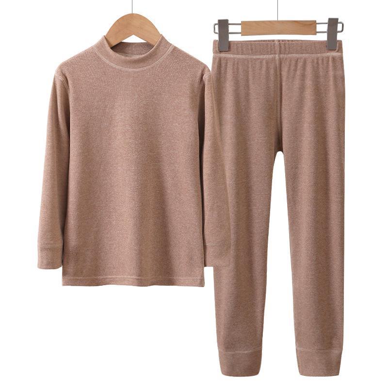 Детский комплект термобелья: Верх и низ с полувысоким воротником, средние и большие размеры, осенне-зимняя пижама, удобная для холодной погоды.