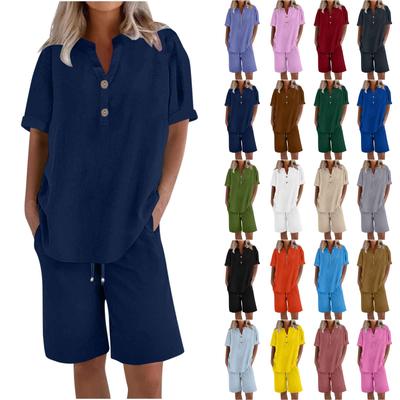 Женский повседневный брючный костюм Модный женский топ Однотонный комплект из двух предметов