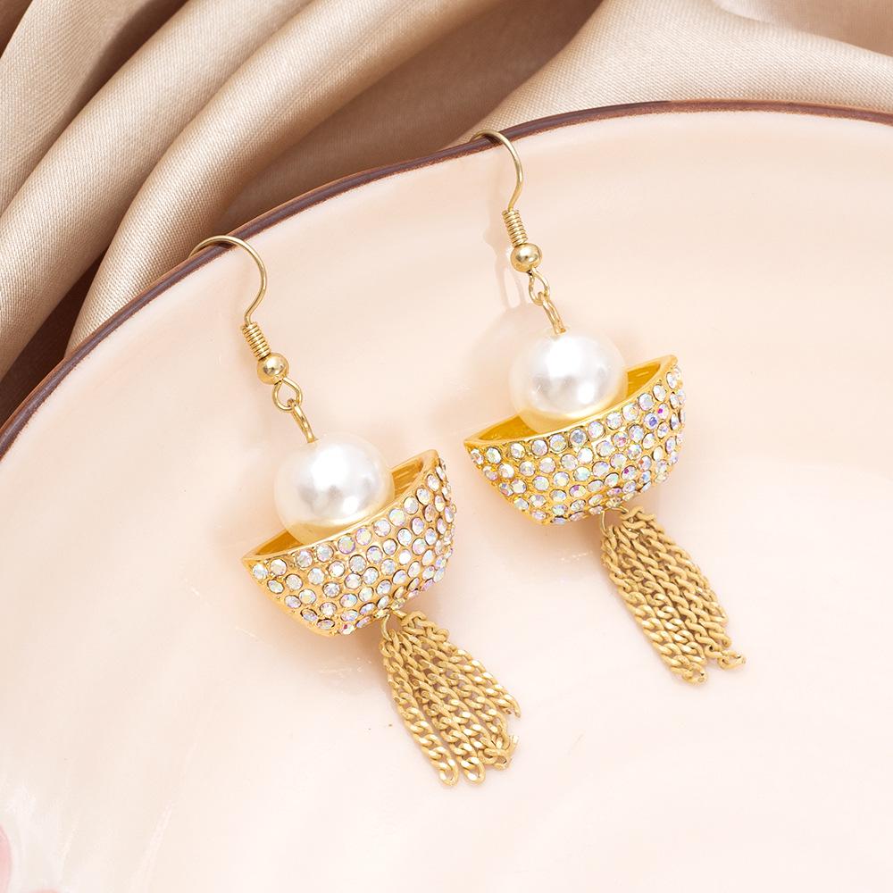 Корейские милые 3D серьги-юаньбао с искусственным жемчугом: Цинковый сплав, Ретро дизайн