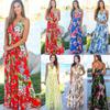 Bohemian Long Floral Dress Summer Halter Dress Ladies Sexy V-neck Party Dress