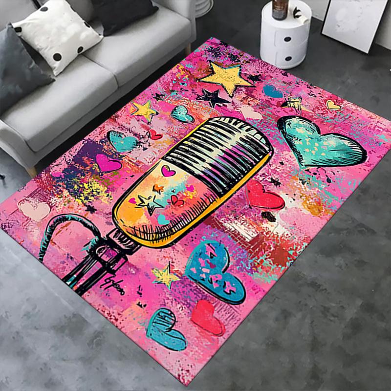Office Carpet Chair Mat: Vibrant Microphone Design, Perfect for Home Decor, Office Use, and Gifts Suitable for Bedrooms, Living Rooms, and All Rooms