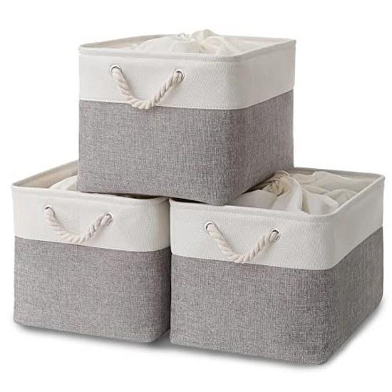 Storage boxstorage basketstorage basket 3-piece setwidth 40depth 30height 24cmdrawstring lidfoldablelarge capacitystorage casestylishnatural cotton CD