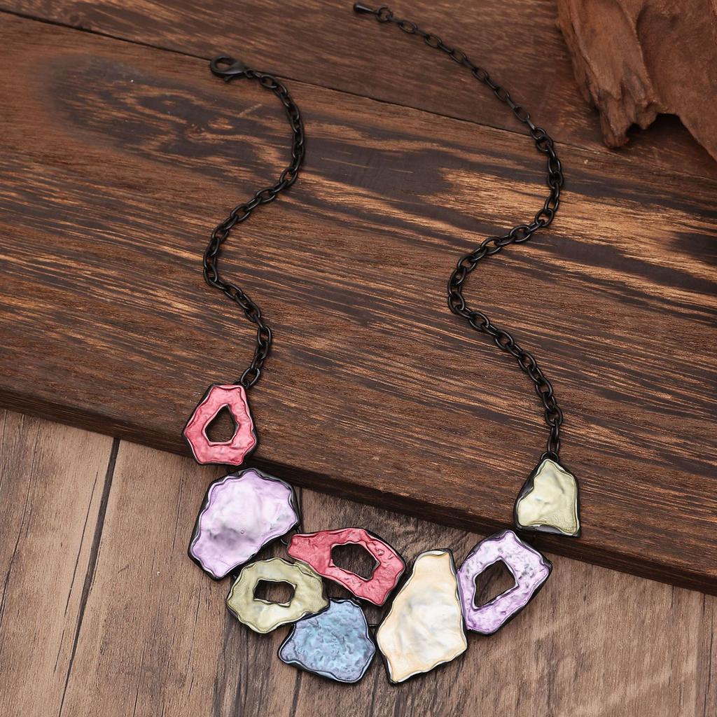 Эмалевый цвет полый геометрический цветок длинная подвеска, женская подвеска-ожерелье в форме сердца с высоким чувством универсальности