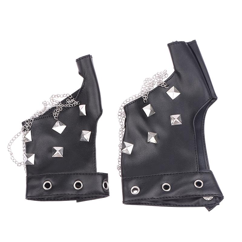 Модные мужские панк хип-хоп заклепки полупальцевые кожаные перчатки женские сценические перчатки без пальцев для сенсорного экрана мотоциклетные варежки