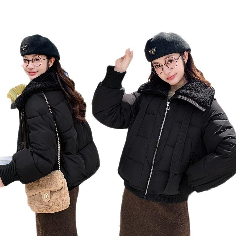 Хлопковая женская новая зимняя куртка с воротником из искусственной овчины, свободная повседневная куртка
