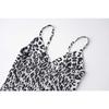 Fashion Leopard Print Suspender Dress Women Summer V Neck Elegant Loose High Waist Casual Midi Dresses Female Simple Women's Clothing