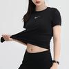 Nike Футболка с коротким рукавом и круглым вырезом, быстросохнущая, с логотипом, дышащая, женская, черная AT4546-010