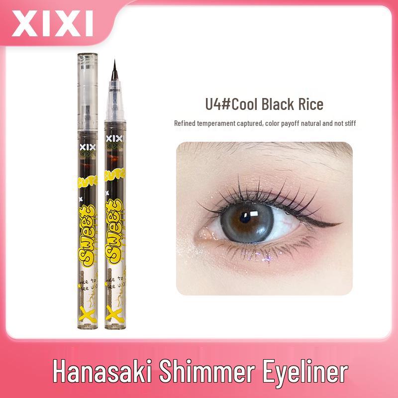 Светящаяся подводка для глаз Xixi Flower Rim Auto-Retractable Black Eyeliner - Мягкая, Легко наносится, Натуральный вид, Идеально подходит для студентов.