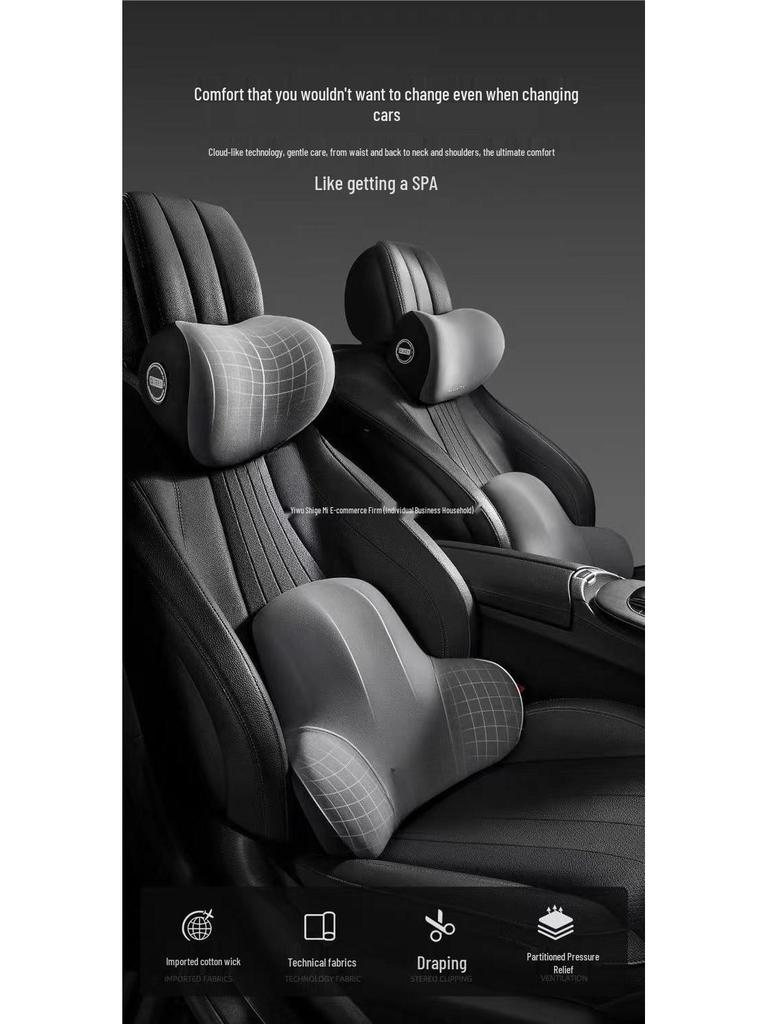 Car Seat Lumbar Support and Headrest Pillow Set