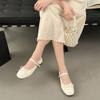 Round Head Bow Flat Sole Shoes Women's Summer New Versatile Small Leather Shoes Shallow Mouth Mary Jane Skirt