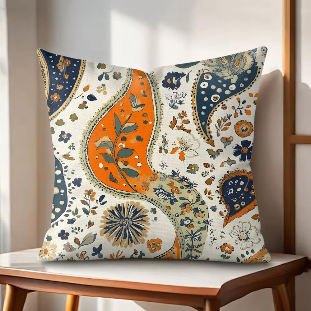 Bohemian style Cushion Cover Natural Linen Organic Fabric DoubleSided Printing Couch Pillow Covers Home Decor Gift