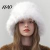 Fashionable Fuzzy Bucket Hat Faux Fur for Women, Warm Fisherman Cap, Cozy Outdoor Soft Fluffy Plush Winter Cold Weather Ear Protection Women