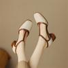 Fashion 2025 New Summer Sandals Square Toe Chunky Heel Hollow Out Sandals for Women French Retro Women Sandals Mixed Color Ladies Shoes