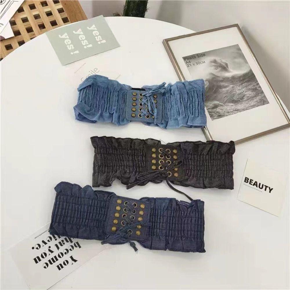 Cloth Female Waistband High Waist Wide Waist Belt Personality Denim Stretchy Cummerbunds  Female