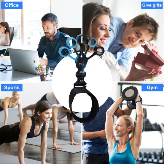 Тренажер для силового захвата с силиконовым захватом и 5 эластичными накладками для пальцев 3 уровня сопротивления Регулируемая терапия для рук, реабилитационная тренировка, носилки для пальцев