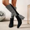 2025 осень и зима новые ботфорты с надписью женские европейские и американские ботфорты на высоком каблуке рыцарские сапоги сапоги женские