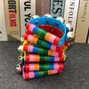 Children's Colorful Wooden Hand Rattle - Educational Toy Instrument with Leather Strap & Five Bells