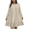 Women's Plus Size Casual Fashion Solid Color Round Neck Long Sleeves Dress