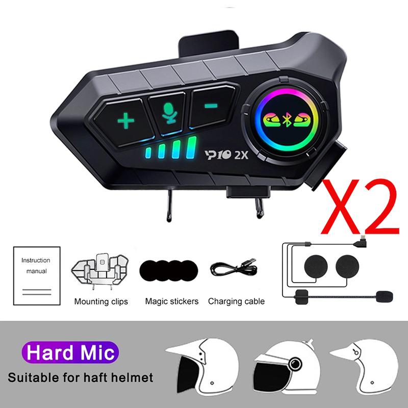 YP10 Motorcycle Helmet Intercom Bluetooth 5.3 Headset 300M Intercomunicador Riding Communication Wireless Interphone Waterproof Music Player Earphone