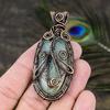 Aquamarine Gemstone Copper Wire Wrap Jewelry Pendant 2.76