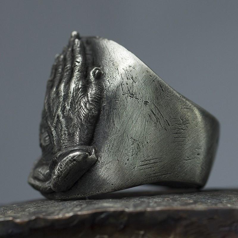 Стимпанк Винтаж Христианская Религия Мэри Молящаяся Мужская Открытые Кольца Из Нержавеющей Стали Готический Панк-Рок Байкерские Ювелирные Аксессуары