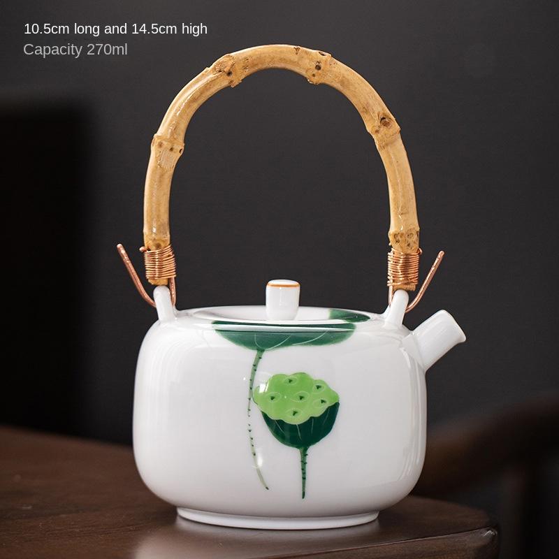 Hand-painted Japanese Style Lifting Pot Tea Pot Kung Fu Tea Set With Filter Coarse Ceramic Purple Clay Pot Ceramic Tea Pot Puer